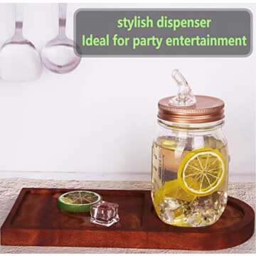 Mason Jar Pour Spout, For Spout Spouting Lid Mason Jars Regular Spout Size 70mm Dispenser Sprouting Lid Leak Proof 2 Pack + 4 Caps(rose gold) (2 rose gold)