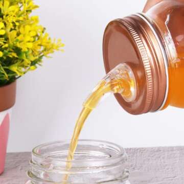 Mason Jar Pour Spout, For Spout Spouting Lid Mason Jars Regular Spout Size 70mm Dispenser Sprouting Lid Leak Proof 2 Pack + 4 Caps(rose gold) (2 rose gold)