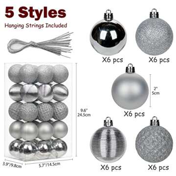 30PCS 2" Christmas Ball Ornaments Shatterproof Gold Christmas Tree Decorations Xmas Tree Balls Hallo...