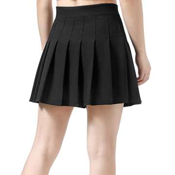 Dressystar Women's Basic Skirt Stretchy Skater Cheerleader Pleated Mini Skirt 09 Black M
