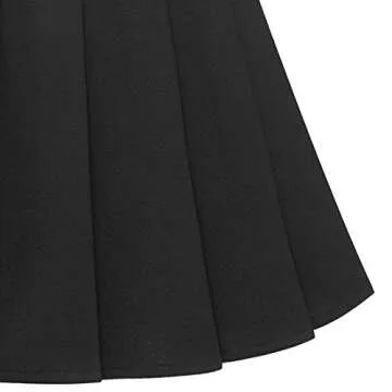 Dressystar Women's Basic Skirt Stretchy Skater Cheerleader Pleated Mini Skirt 09 Black M