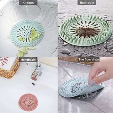 Durable Wongzi Hair Catcher - 6 Pack Multicolor Drain Covers