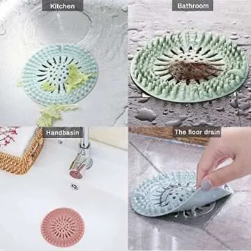 Durable Wongzi Hair Catcher - 6 Pack Multicolor Drain Covers