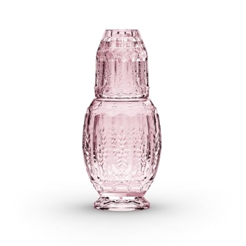 Vintage Pink Purple Glass Carafe Set with Tumbler Lid