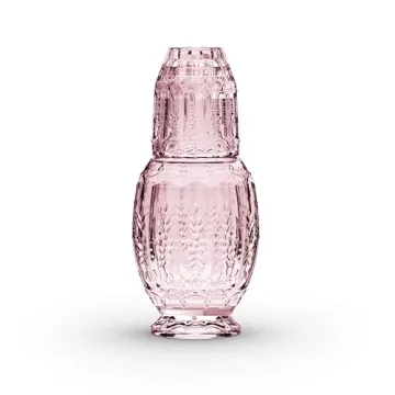 Vintage Pink Purple Glass Carafe Set with Tumbler Lid