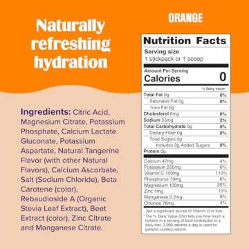 Ultima Replenisher Daily Electrolyte Powder Drink Mix – Orange, 20 Stickpacks – Hydration Packets with 6 Key Electrolytes and Trace Minerals – Keto Friendly, Vegan, Non-GMO and Sugar-Free