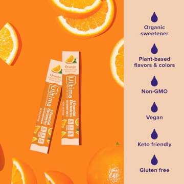 Ultima Replenisher Daily Electrolyte Powder Drink Mix – Orange, 20 Stickpacks – Hydration Packets with 6 Key Electrolytes and Trace Minerals – Keto Friendly, Vegan, Non-GMO and Sugar-Free