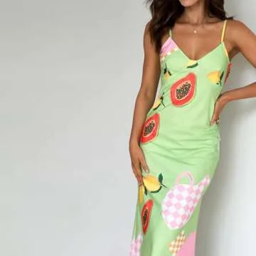 Spaghetti Straps Summer Maxi Dress for Women in Mint