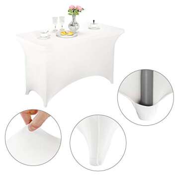 LZY Spandex Fitted Stretch Table Cover for 4ft or 6ft or 8ft Folding Table, Rectangular Cocktail Tablecloth, Perfect for Party or Banquet