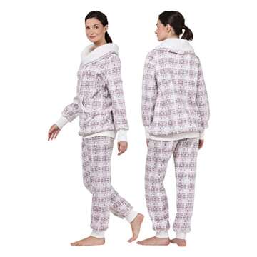 PajamaGram Soft Fleece Pajamas Women - Pajamas for Women, Pink, L, 12-14