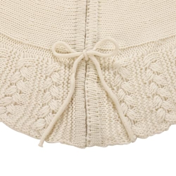 Aeranto Ivory Knitted Christmas Tree Skirt for Holiday Charm