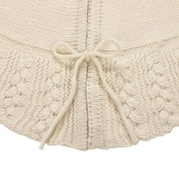 Aeranto Ivory Knitted Christmas Tree Skirt for Holiday Charm