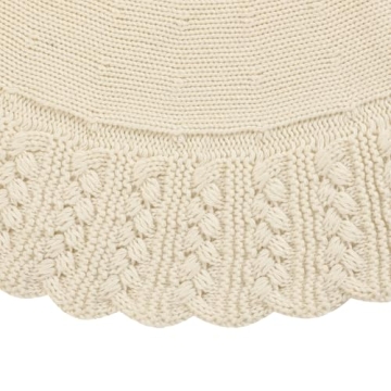 Aeranto Ivory Knitted Christmas Tree Skirt for Holiday Charm