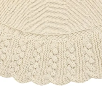 Aeranto Ivory Knitted Christmas Tree Skirt for Holiday Charm