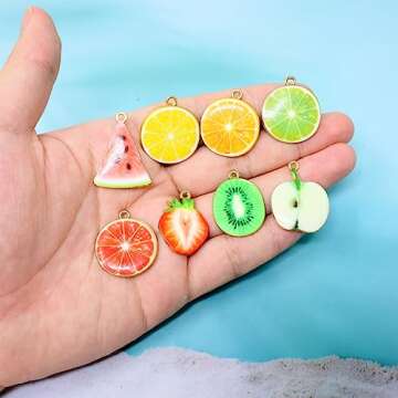 Honbay 32PCS Enamel Fruit Charms Pendnat for Earring Necklace Bracelet Keychain Jewelry Craft Making (8 Style)