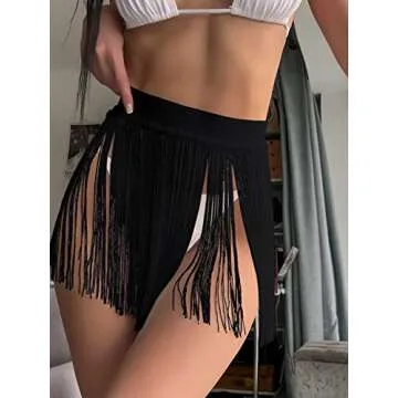 Trendy Verdusa Women's Fringe Mini Skirt Cover Up