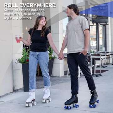 CHICAGO Skates Premium Black Quad Roller Skates for Boys and Men Beginners Classic Adjustable High-Top Design for Indoor or Outdoor Skates and Roller Derby