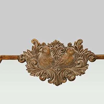 Vintage Home Decor Mirror, Baroque Iron Wall Mirror, Shield Vanity Mirror for Bedroom, Living Room, Hallway, Entrance, 23''X24'', Copper