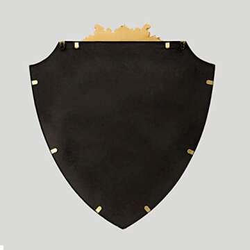 Vintage Home Decor Mirror, Baroque Iron Wall Mirror, Shield Vanity Mirror for Bedroom, Living Room, Hallway, Entrance, 23''X24'', Copper