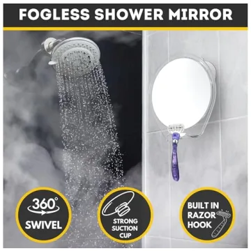 Fogless Shower Mirror with Suction & Razor Holder