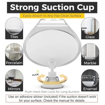 Fogless Shower Mirror with Suction & Razor Holder