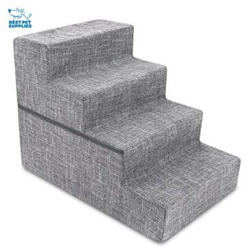 Best Pet Supplies Foldable Foam Pet Steps for Small Dogs and Cats, Portable Ramp Stairs for Couch, S...
