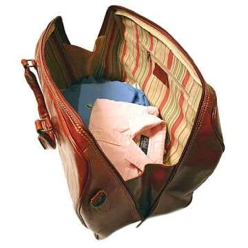 Floto Luggage Leather Weekender Duffle in Orange