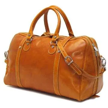 Floto Luggage Leather Weekender Duffle in Orange