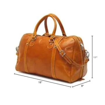 Floto Luggage Leather Weekender Duffle in Orange