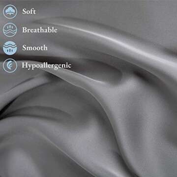 BEIJOEY 100% Mulberry Silk Pillowcase 2 Pack for Hair and Skin,with Hidden Zipper,Both Sides 19 Momme 600 Thread Count Natural Silk Pillow Cover,Soft Breathable Smooth (Gray, Standard 20''x26'')