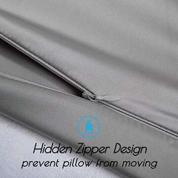 BEIJOEY 100% Mulberry Silk Pillowcase 2 Pack for Hair and Skin,with Hidden Zipper,Both Sides 19 Momme 600 Thread Count Natural Silk Pillow Cover,Soft Breathable Smooth (Gray, Standard 20''x26'')