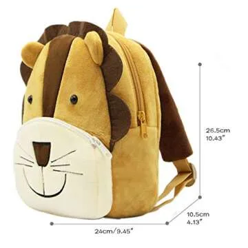 Ladyzone Toddler Backpack Zoo Animals Backpacks Cute Plush Bag Cartoon 10" Preschool Book Bag For 2+...