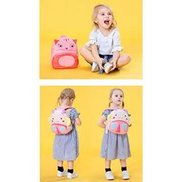 Ladyzone Toddler Backpack Zoo Animals Backpacks Cute Plush Bag Cartoon 10" Preschool Book Bag For 2+ Years Girls Boys (Lion)