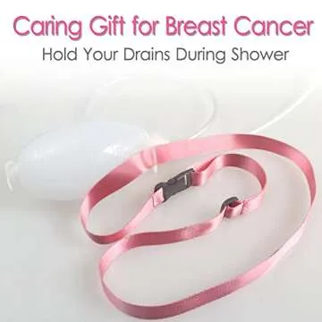 Drain Lanyard for Shower After Mastectomy, Shower Lanyard for Drains After Tummy Tuck, JP Drain Lanyard Holder for After Breast Surgery Drainage Bulb, Pink (Pack of 2)