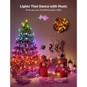 Govee Christmas Lights 33ft, Smart RGBIC String Lights App-Controlled, 125+ Scene Modes, IP65 Waterproof, Sync with Music, Works with Alexa, Holiday Party Decorations Indoor Outdoor