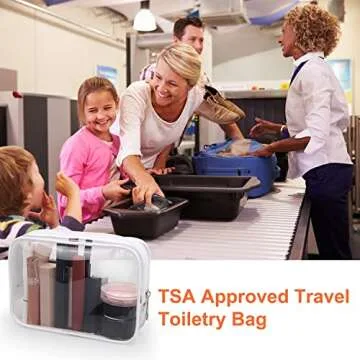Wedama TSA Approved Toiletry Bag, Cosmetic Bags 3 Pack with Zipper Carry on Airline Airport Travel Accessories, PVC Makeup Bags for Travel, Quart Size Travel Bags for Men and Women-White