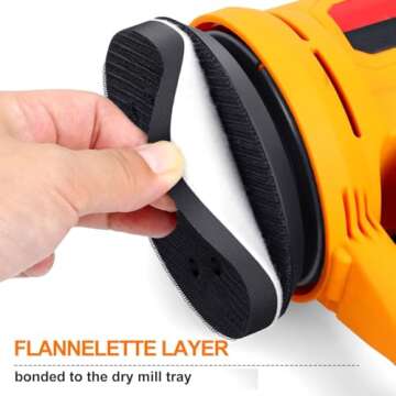 POLIWELL 5 Inch 8 Holes Interface Pad, 5” Orbital Sander Foam Pad for 5 in Orbital Sander, Hook and Loop Soft Sponge Cushion Buffing Pads Sanding Pads Backing Pads, Pack of 2