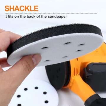 POLIWELL 5 Inch 8 Holes Interface Pad, 5” Orbital Sander Foam Pad for 5 in Orbital Sander, Hook and Loop Soft Sponge Cushion Buffing Pads Sanding Pads Backing Pads, Pack of 2