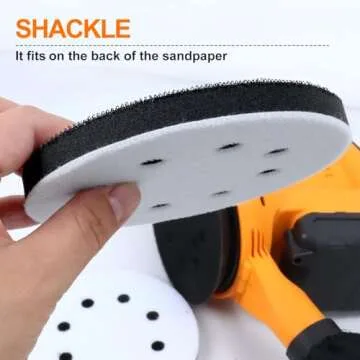 POLIWELL 5 Inch 8 Holes Interface Pad, 5” Orbital Sander Foam Pad for 5 in Orbital Sander, Hook and Loop Soft Sponge Cushion Buffing Pads Sanding Pads Backing Pads, Pack of 2