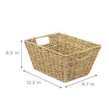 Sorbus Woven Wicker Storage Baskets for Organizing, Seagrass Closet Organizer Bins, Organization Storage Bins for Living Room, Bathroom Towels, Kitchen Pantry Cabinet, Bedroom, Handmade 4-PACK