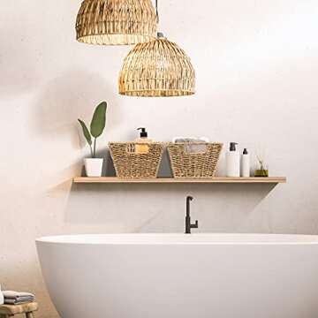 Sorbus Woven Wicker Storage Baskets for Organizing, Seagrass Closet Organizer Bins, Organization Storage Bins for Living Room, Bathroom Towels, Kitchen Pantry Cabinet, Bedroom, Handmade 4-PACK