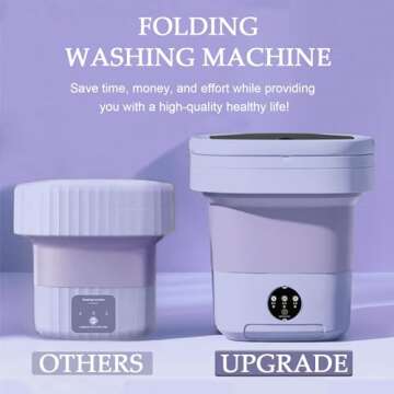 Portable washing machine,Mini Washer,8L upgraded large capacity foldable Washer.Deep cleaning of underwear, baby clothes and other small clothes.Suitable for apartments, dormitories, hotels (Purple)