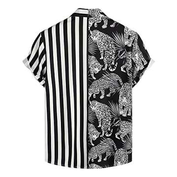 VATPAVE Mens Hawaiian Flamingo Shirts Casual Tropical Short Sleeve Button Down Shirt Summer Beach Sh...