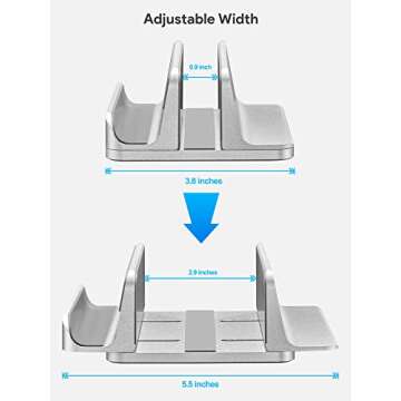 JARLINK 2-in-1 Design Vertical Laptop Stand Holder, Aluminum Laptop Stand for Desk with Adjustable D...