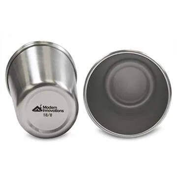 16 Ounce Stainless Steel Pint Cups - Stackable Pint Cup Tumblers For Travel – Metal Cups For Drinking Outdoors - 16 Oz Reusable Steel Cups - 5 Pack