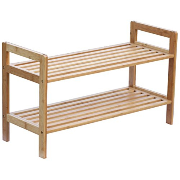 Oceanstar 2-Tier Bamboo Shoe Rack - Stylish Storage Solution for Shoes, Brown