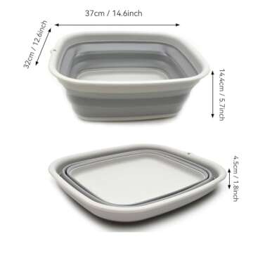 SAMMART 9.45L (2.5 Gallon) Collapsible Tub - Foldable Dish Tub - Portable Washing Basin - Space Savi...