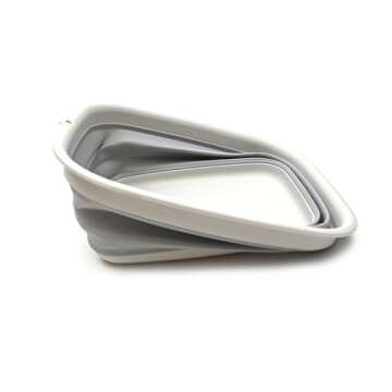 SAMMART 9.45L (2.5 Gallon) Collapsible Tub - Foldable Dish Tub - Portable Washing Basin - Space Saving Plastic Washtub (Grey, M)