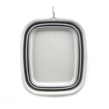 SAMMART 9.45L (2.5 Gallon) Collapsible Tub - Foldable Dish Tub - Portable Washing Basin - Space Saving Plastic Washtub (Grey, M)