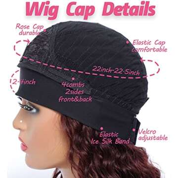 99j Headband Wig 18inch Water Wave Human Hair Headband Wigs for Black Women 10A Brazilian Red Burgundy Headband Wigs Glueless Machine Made None Lace Front Wigs Human Hair 150% Density